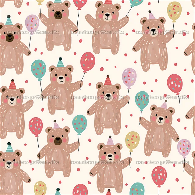 Cute teddy bears with balloons in a seamless pattern — seamless tileable pattern