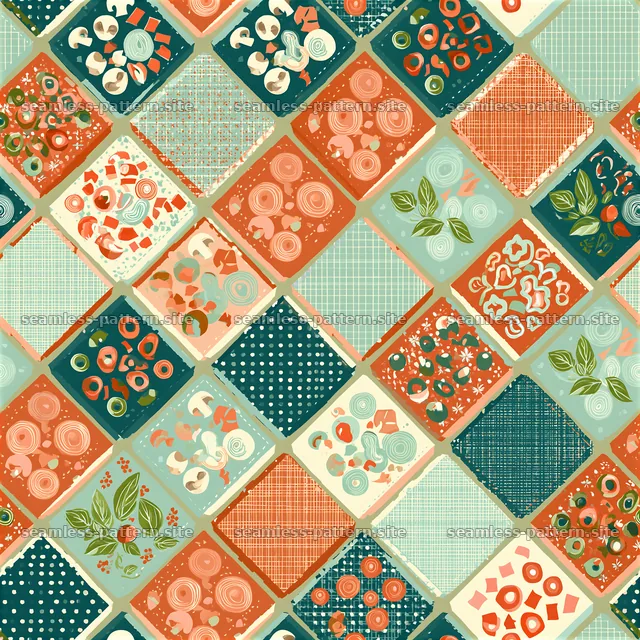 Colorful geometric pizza topping tile seamless pattern — seamless tileable pattern