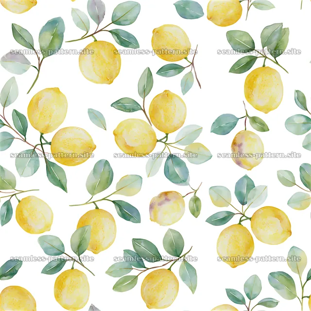 Colorful lemons and leaves seamless pattern for design projects — seamless tileable pattern