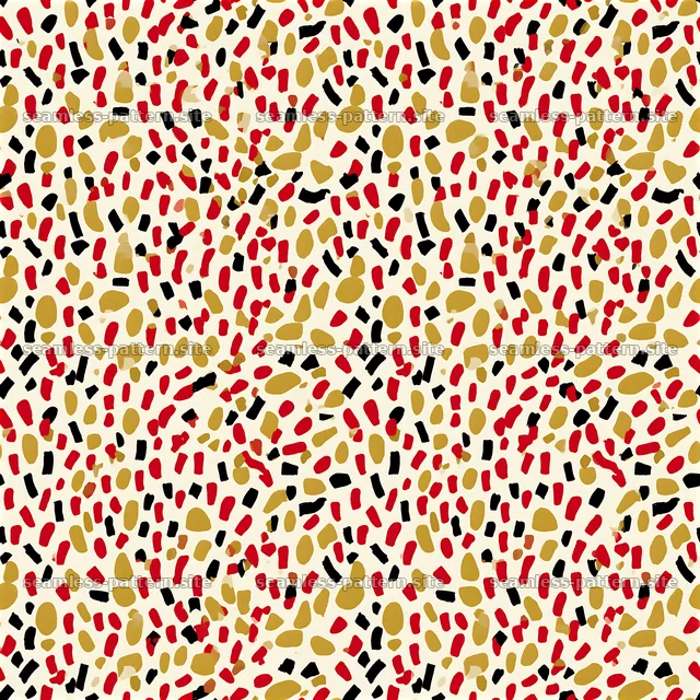 Confetti black red gold repeat pattern — seamless tileable pattern