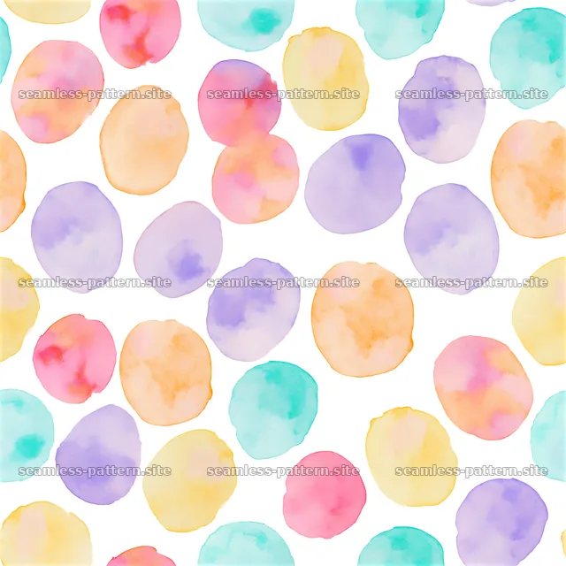 Bright watercolor blotches seamless pattern in varied colors on white — seamless tileable pattern