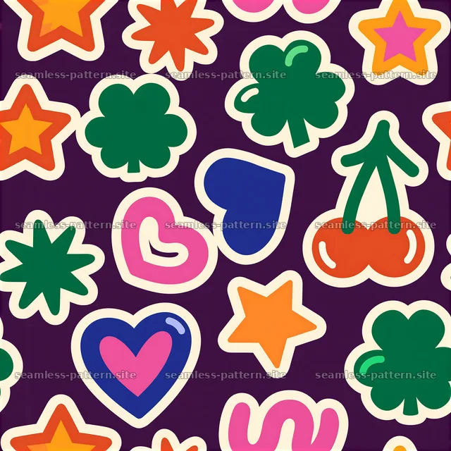 Colorful decorative shapes for a cheerful surface design — seamless tileable pattern