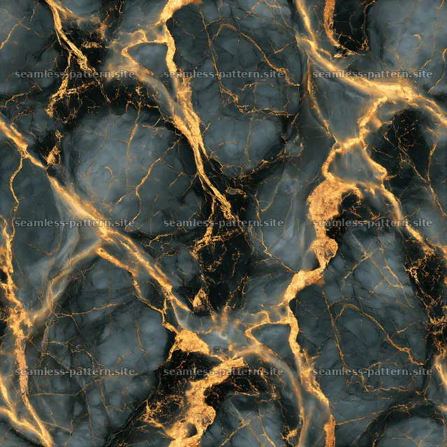 Seamless glossy gold veined marble repeat pattern with dark background — seamless tileable pattern