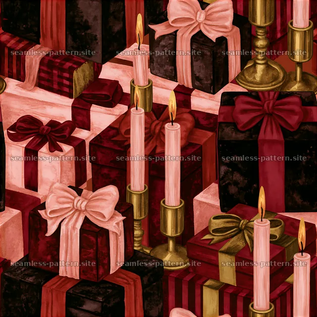 Seamless Gift Boxes and Candle Pattern — seamless tileable pattern