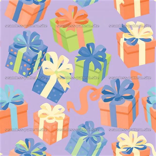 Colorful seamless pattern of gift boxes with bows — seamless tileable pattern