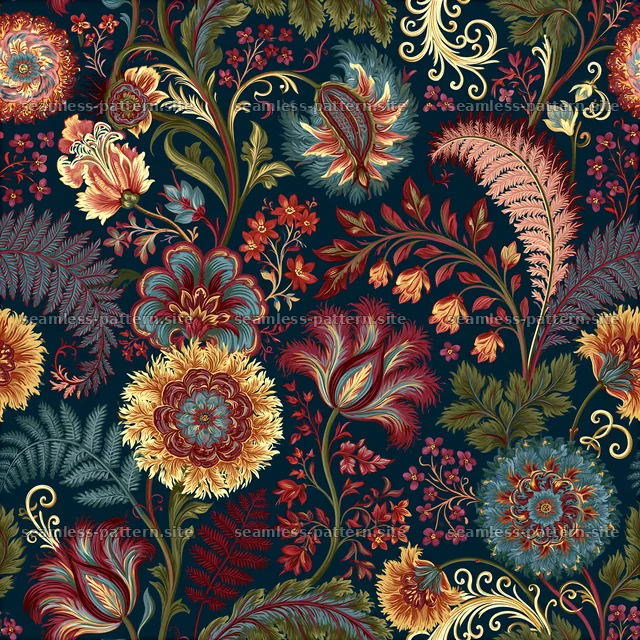 Colorful floral repeat pattern seamless pattern design for various uses — seamless tileable pattern