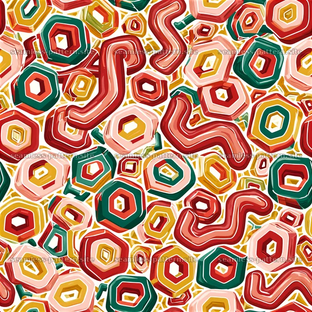 Funky geometric seamless pattern with colorful shapes and lines — seamless tileable pattern