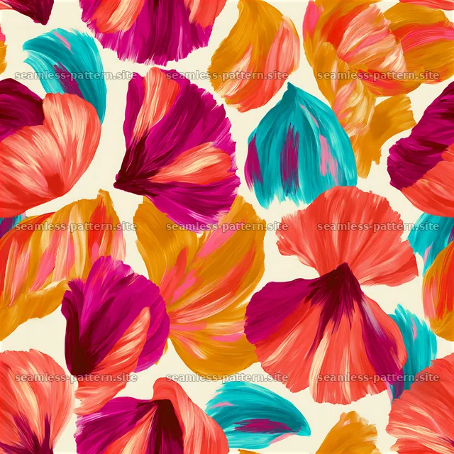 Vibrant painted petals tileable pattern in bold colors — seamless tileable pattern