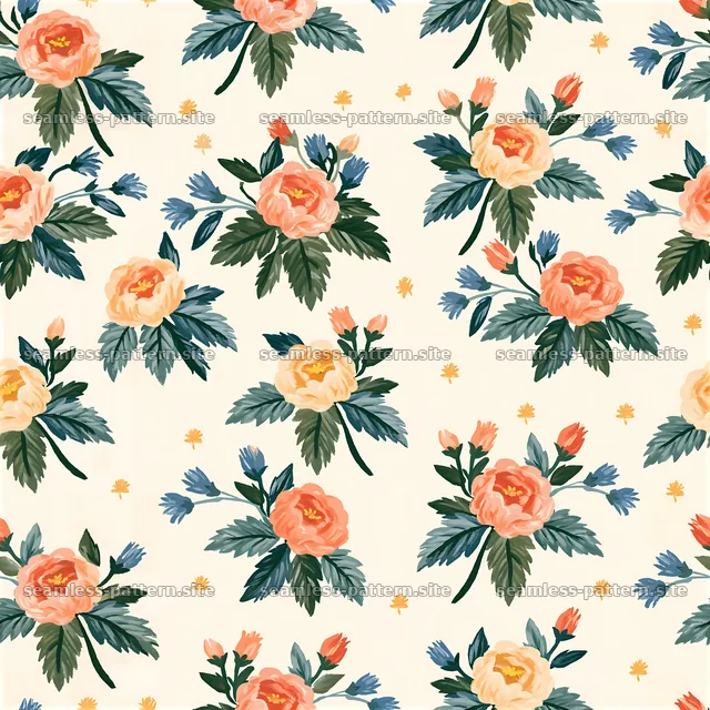 Folk floral repeat pattern seamless pattern for textile and decor — seamless tileable pattern