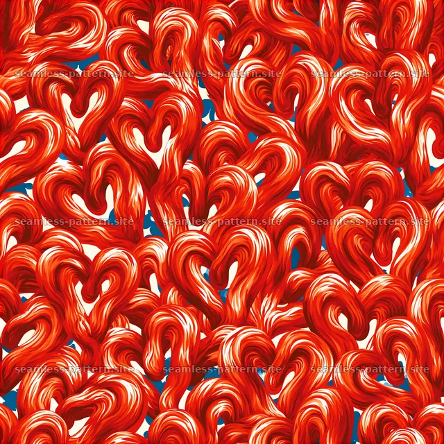 Seamless Red Heart Outline Pattern with Blue Accents — seamless tileable pattern