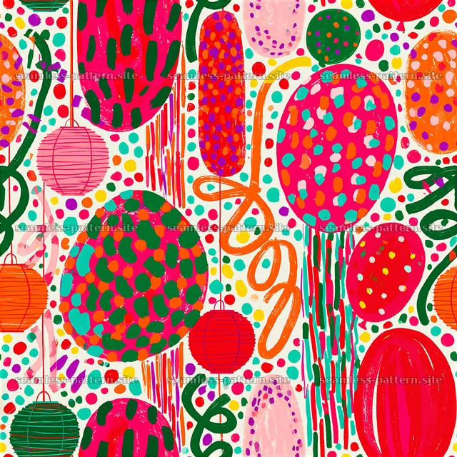 Colorful abstract birthday party decoration pattern — seamless tileable pattern