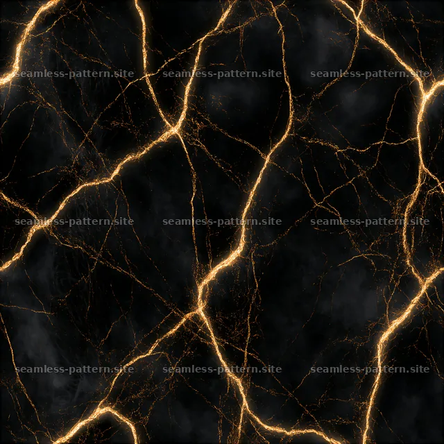 Seamless black marble pattern with gold veins in dark background — seamless tileable pattern