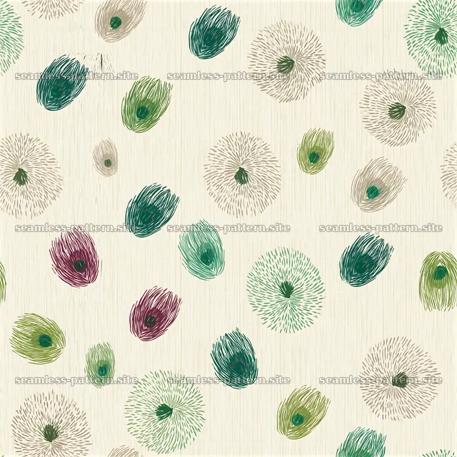 Colorful Peacock Feather and Floral Seamless Pattern — seamless tileable pattern