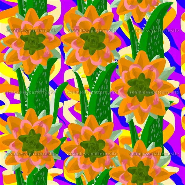 Colorful succulent floral seamless pattern — seamless tileable pattern