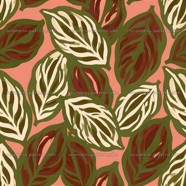 Seamless coffee minimalist pattern with green and brown leaves — seamless tileable pattern