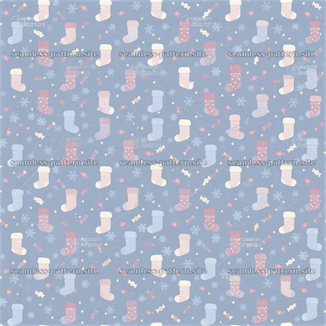 Colorful seamless stocking design with festive elements — seamless tileable pattern