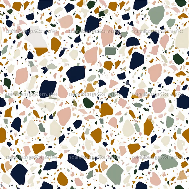 Colorful terrazzo seamless pattern with diverse shapes and colors — seamless tileable pattern
