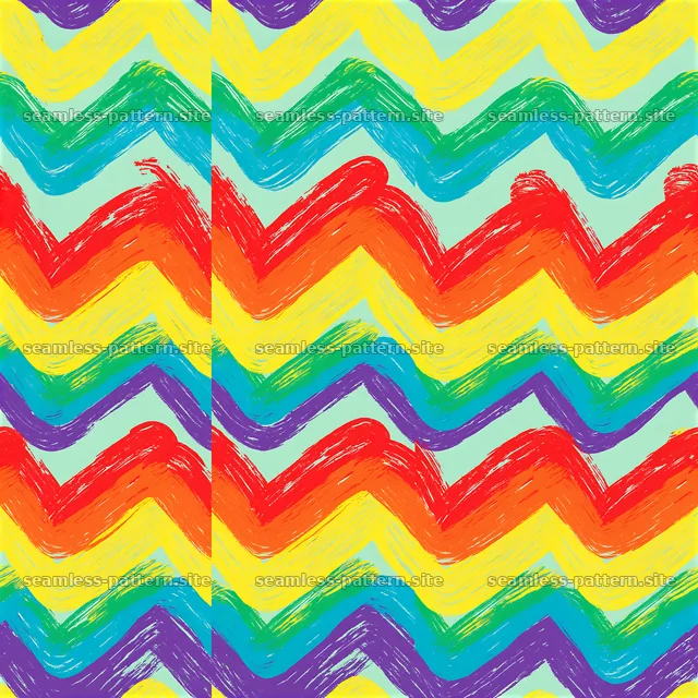 Rainbow brushstrokes seamless pattern with vibrant wave shapes — seamless tileable pattern