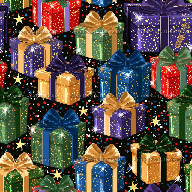 Colorful Wrapped Birthday Presents Seamless Pattern — seamless tileable pattern