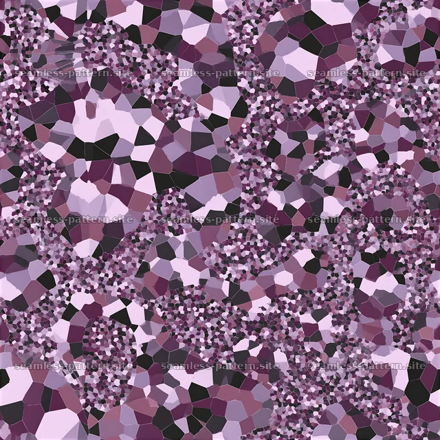 Purple geometric camouflage repeat pattern with mosaic shapes — seamless tileable pattern
