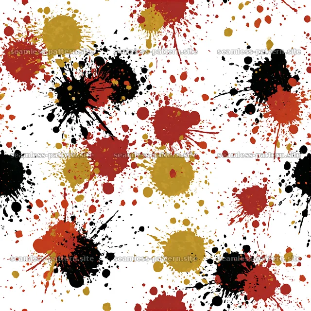 Splattered black red gold repeating pattern — seamless tileable pattern