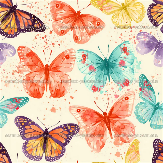 Bright butterflies seamless pattern creates a colorful and lively design — seamless tileable pattern