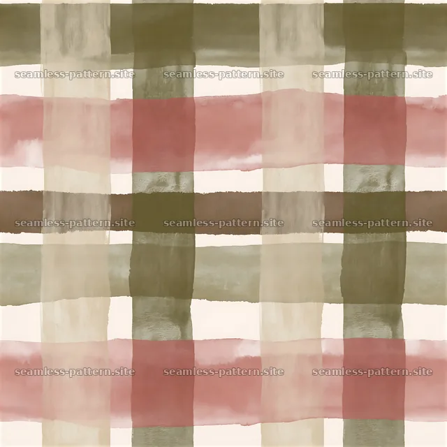 Seamless watercolor plaid pattern with earthy tones — seamless tileable pattern