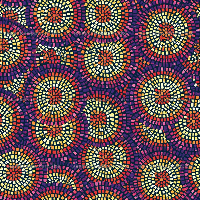 Colorful Sunburst Mosaic Seamless Pattern — seamless tileable pattern
