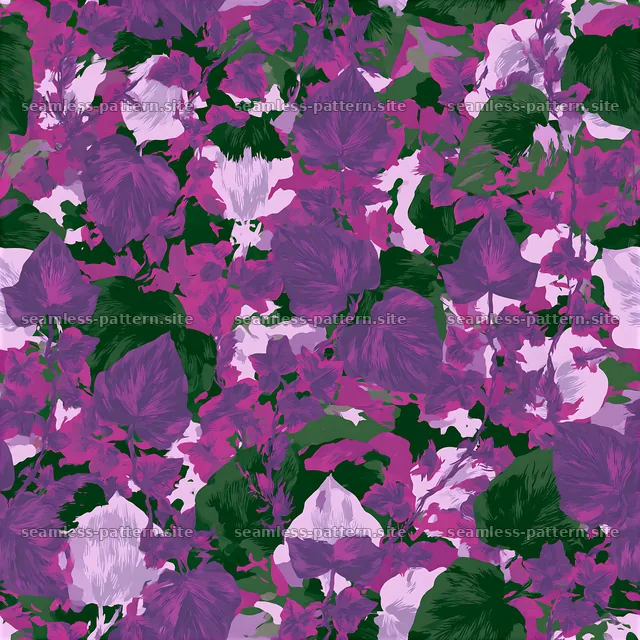 Purple leafy camouflage seamless pattern in a vibrant design — seamless tileable pattern