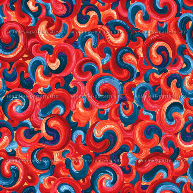 Bold and colorful swirl pattern in warm tones for design projects — seamless tileable pattern