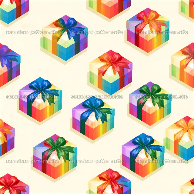 Tileable pattern with rainbow gift packages — seamless tileable pattern