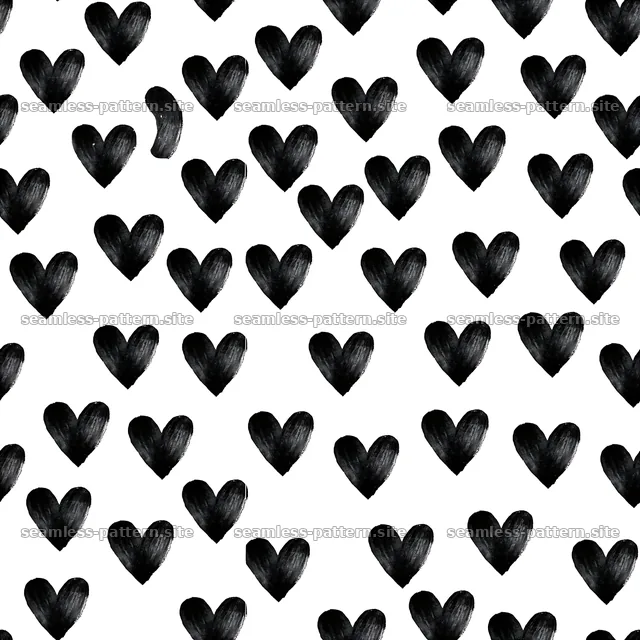 Black and white heart pattern with a consistent layout — seamless tileable pattern