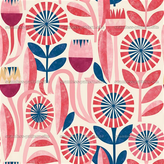 Colorful retro floral seamless pattern — seamless tileable pattern