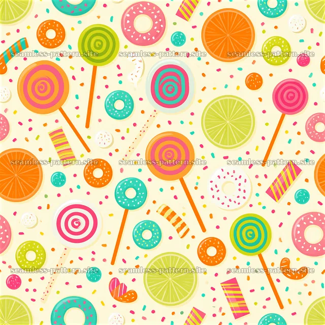 Colorful Candy and Lollipop Seamless Pattern — seamless tileable pattern