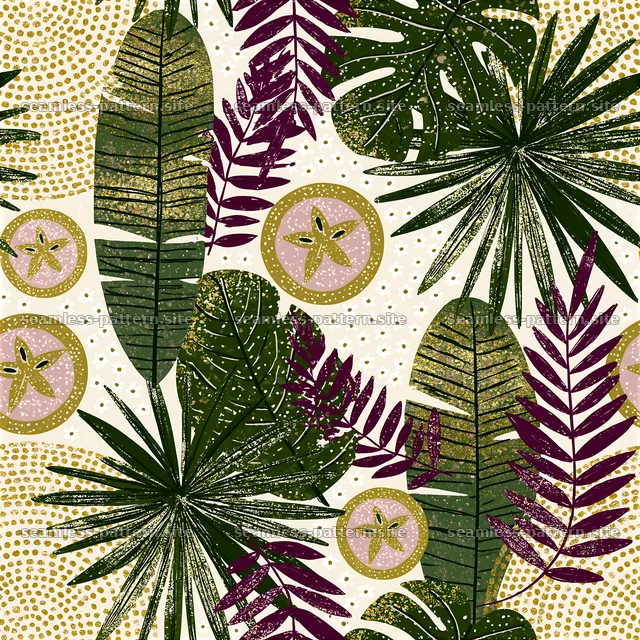 Colorful Tropical Botanical Seamless Pattern — seamless tileable pattern