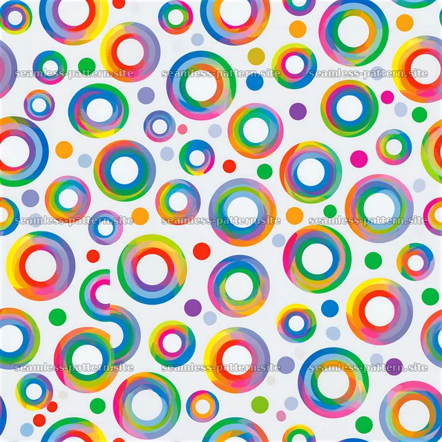 Colorful circles on a light background create playful pattern design — seamless tileable pattern