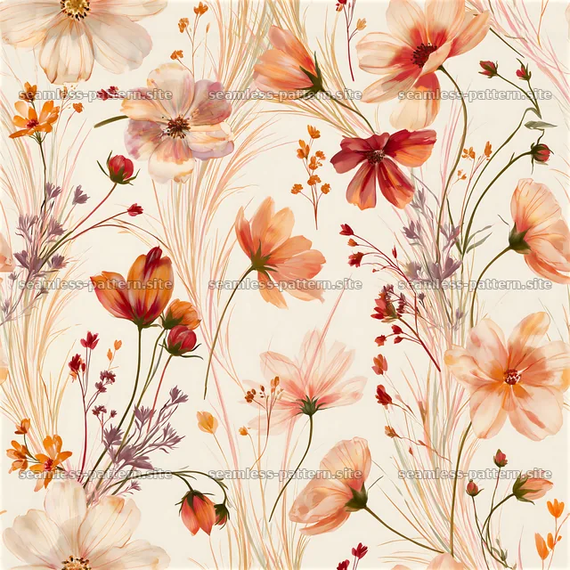 Colorful Wildflower Botanical Seamless Pattern — seamless tileable pattern