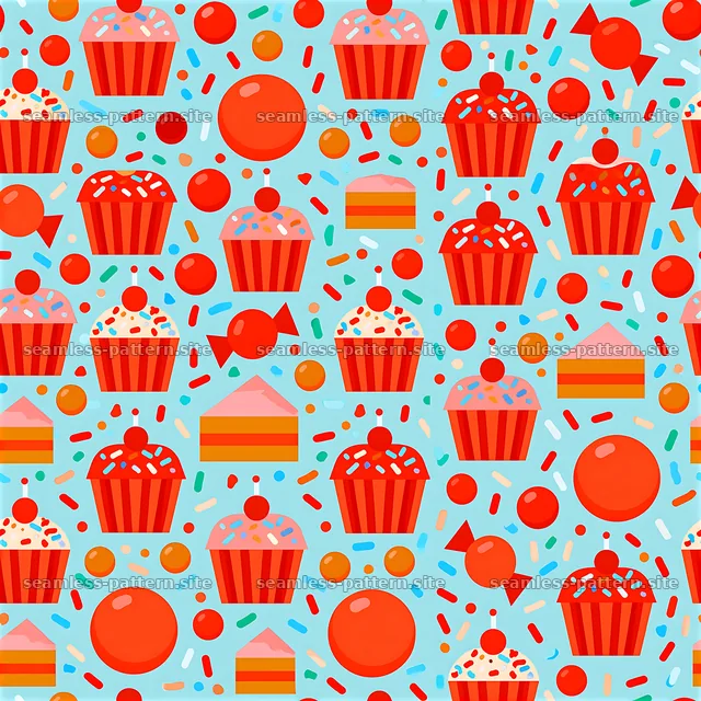 Colorful Birthday Party Sweets Seamless Pattern — seamless tileable pattern