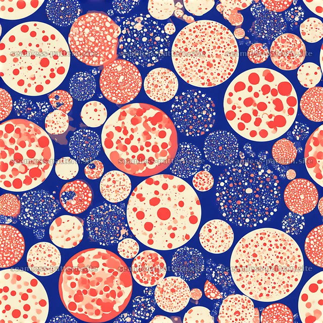 Seamless pizza serving pattern with colorful circular motifs — seamless tileable pattern
