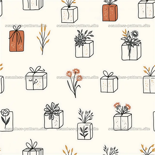 Floral Wrapped Gift Boxes Seamless Pattern — seamless tileable pattern