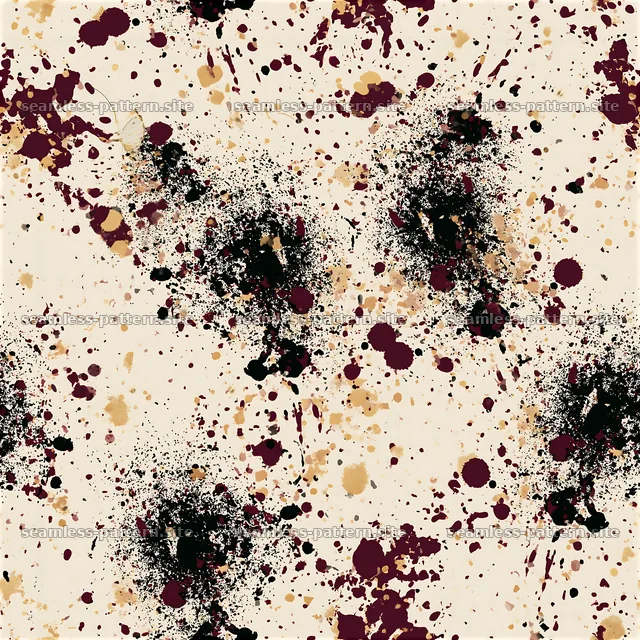 Splattered black red gold repeating pattern on light background — seamless tileable pattern