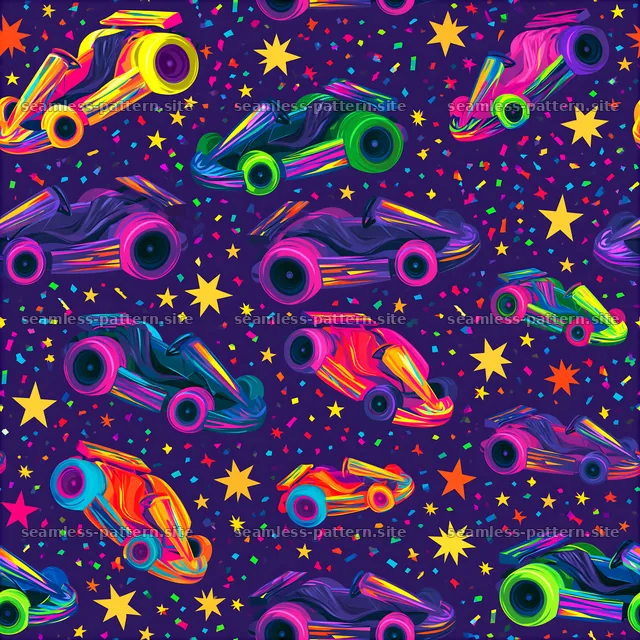 Colorful race car seamless pattern for kids — seamless tileable pattern