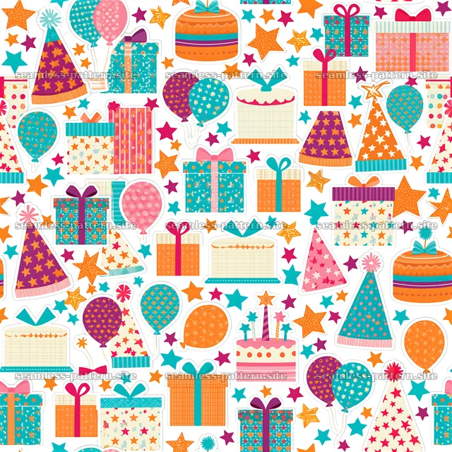Colorful Birthday Party Celebration Seamless Pattern — seamless tileable pattern