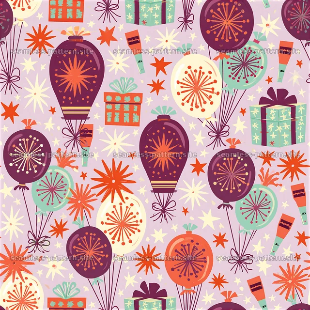 Colorful balloons and gifts in a vibrant seamless pattern — seamless tileable pattern