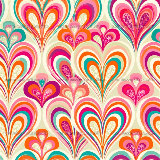 Colorful heart pattern with soft shapes and vibrant designs — seamless tileable pattern