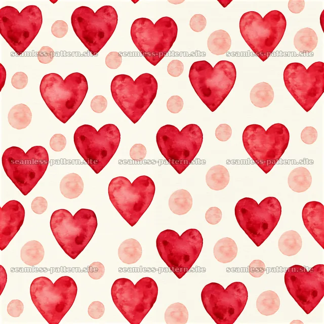 Seamless heart and polka dot pattern for crafts and decor — seamless tileable pattern
