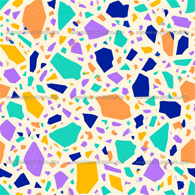 Colorful mosaic fragments create an engaging seamless pattern — seamless tileable pattern