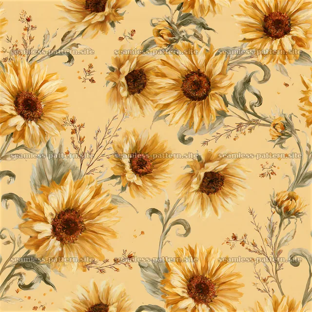 Sunflower repeat pattern seamless pattern for decorative surfaces — seamless tileable pattern