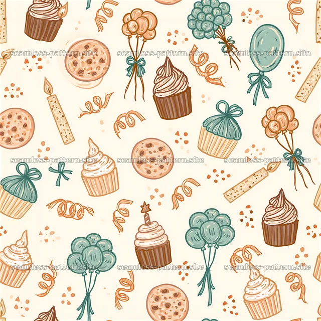 Colorful party elements in a fun seamless pattern — seamless tileable pattern