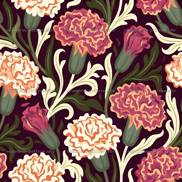 Bold floral seamless pattern features colorful flowers and leaves — seamless tileable pattern